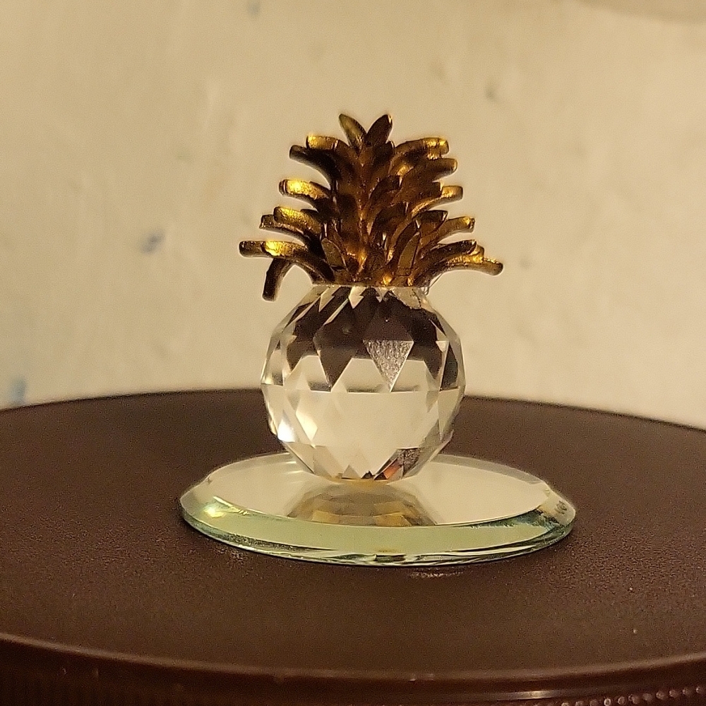 Crystal Pineapple Figurine with Gold Accents
